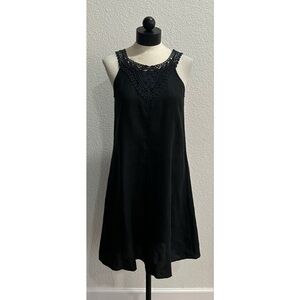 Kleen Women’s 100% Linen Short Dress Size XS Sleeveless Shift A-Line Crochet